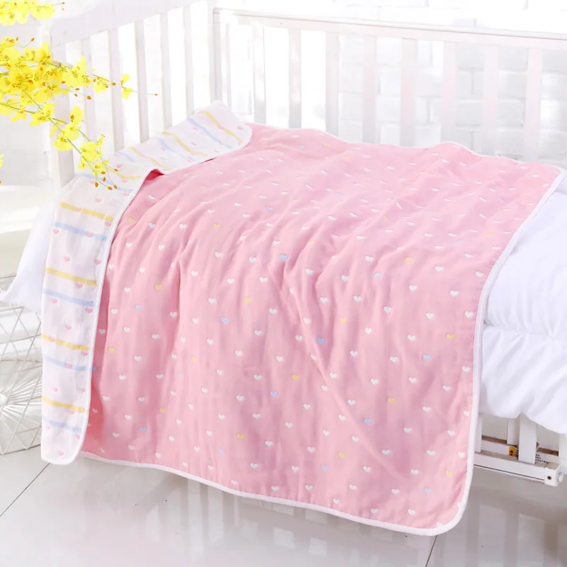 HEART PINK 6 слоев детское одеяло Многофункциональный Хлопковые газовые гольфы до колена постельные принадлежности Стёганое одеяло сиденья на осень новорожденных Одеяло детский банный Полотенца - Цвет: HEART PINK