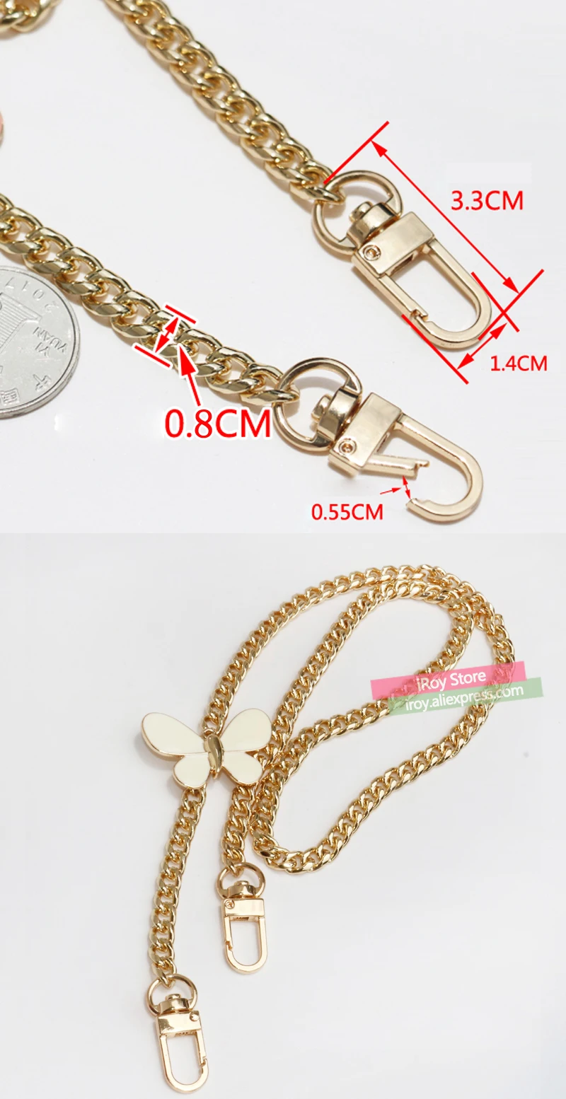 DIY аксессуары 50 см-150 см Сменные золотые металлические цепочки, плечевые ремни для маленьких сумок, сумки модные 8 мм сумки с ручками ремни