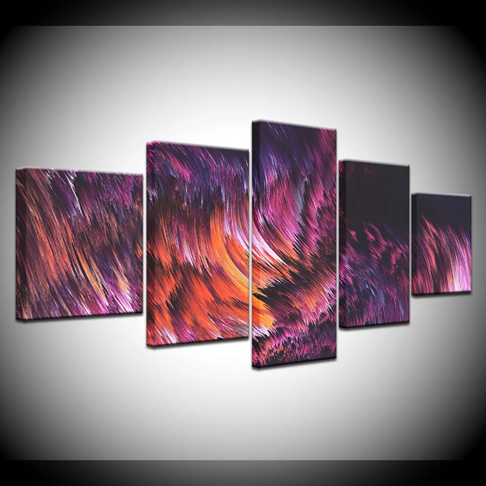 

Embelish 5 Pieces Large Size Abstract Colorful Lines Wall Art Pictures For Living Room Home Decor Posters HD Canvas Oil Painting