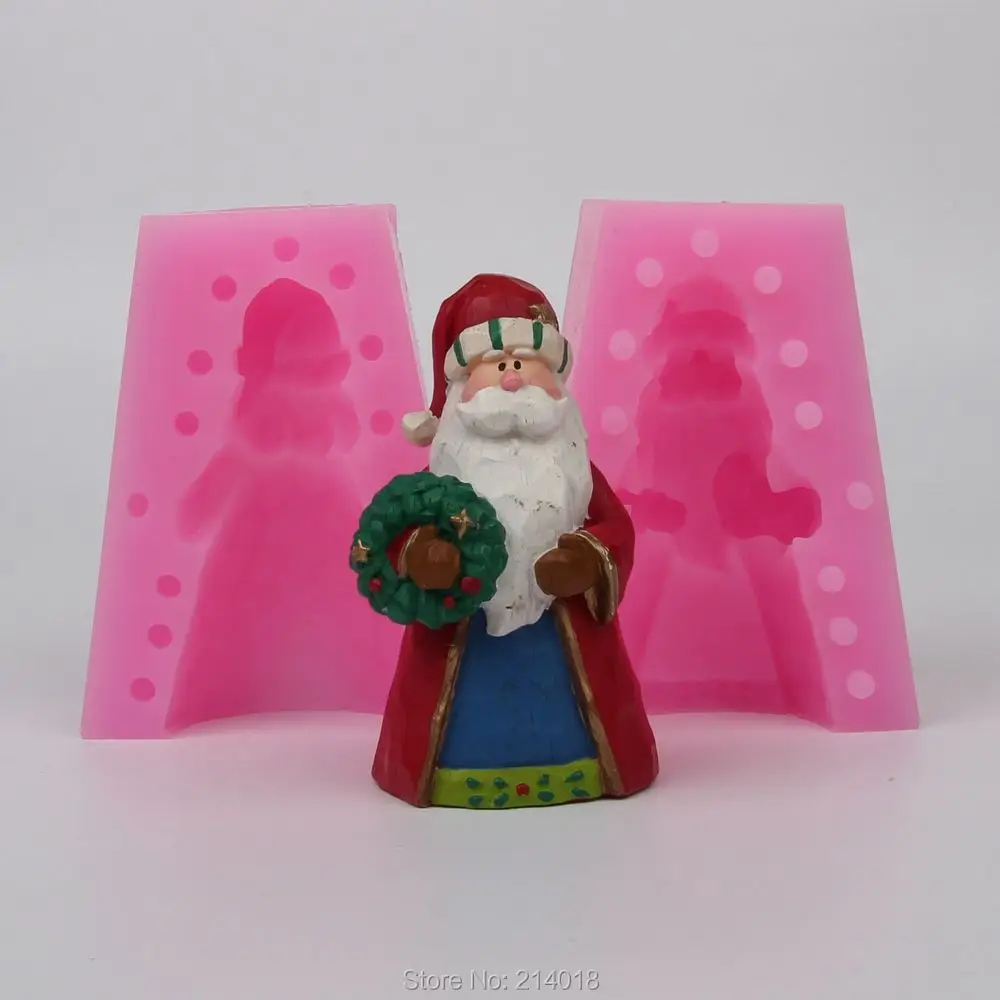 Новогодняя 3D форма для мыла PRZY в виде Санта-Клауса свечи силиконовый гель