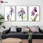 Картина на холсте с фиолетовыми ирисами, Художественная печать акварель, современные цветы, ботанический плакат, Изящные настенные картины для гостиной