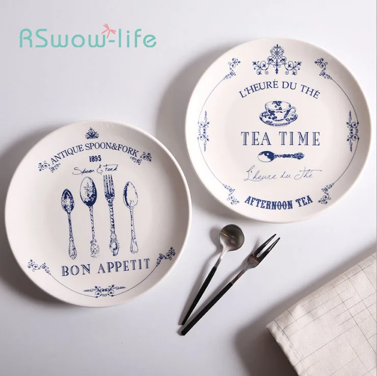 

Cartoon Pattern Ceramic Plate 8 Inch Snack Western Steak Dish Creative Simple Household Tableware For Kitchen Supplies