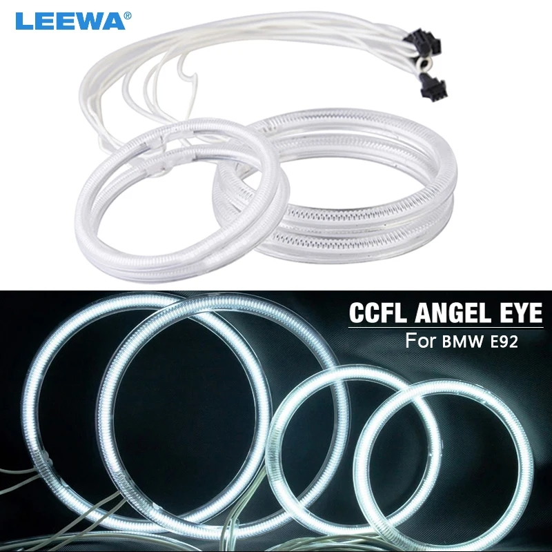 LEEWA 2x100мм 2x120мм 4 шт./компл. белый автомобиль DRL CCFL ангельские глазки свет Halo кольца