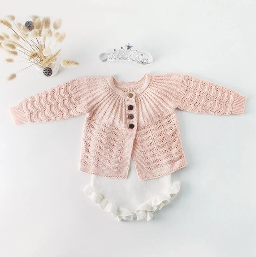 Для маленьких девочек вязаная одежда для малышей хлопковый кардиган