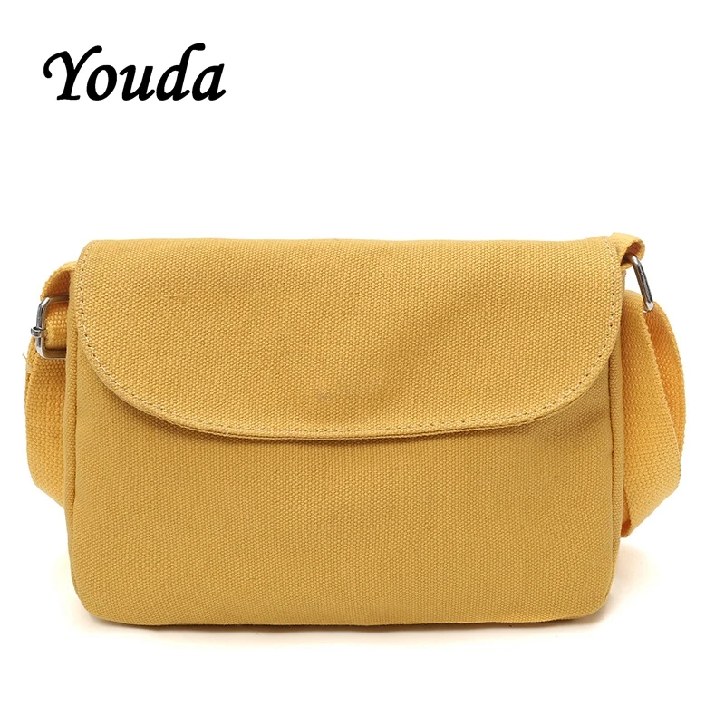Youda Женские однотонные холщовые сумки через плечо Студенческая Повседневная