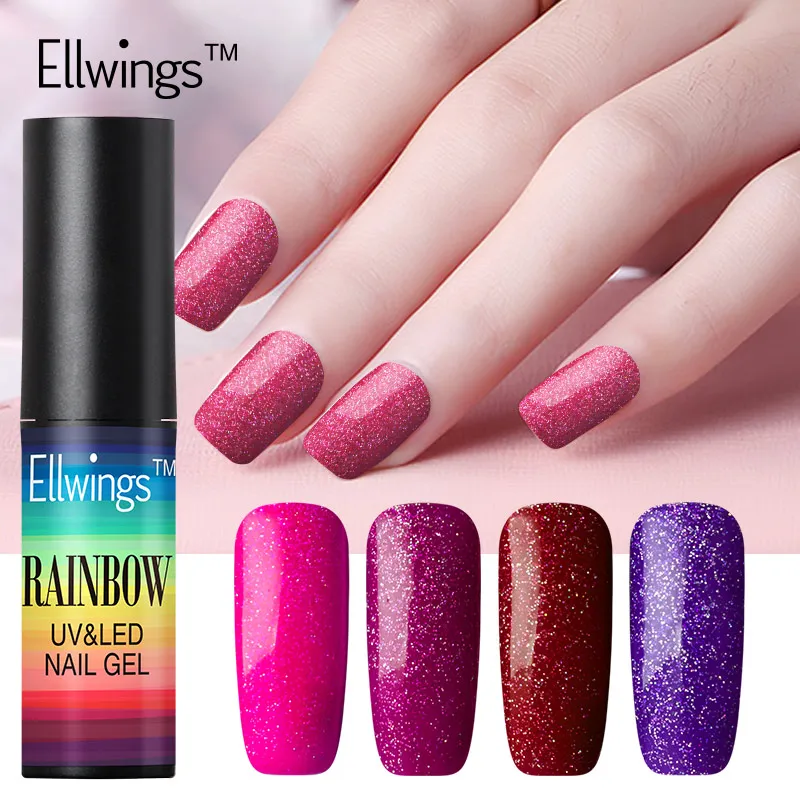 Ellwings 1 шт. неоновый Цвет УФ гель лак для ногтей Rainbrow блеск Лаки Гибридный Книги по