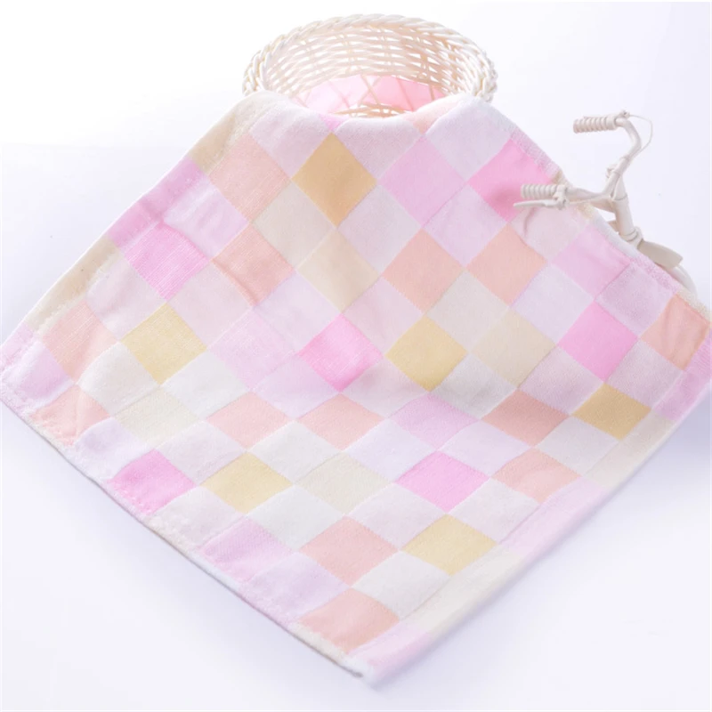 Новый хлопок без выцветания Клетчатого Узора маленький квадрат 2 слоя детский