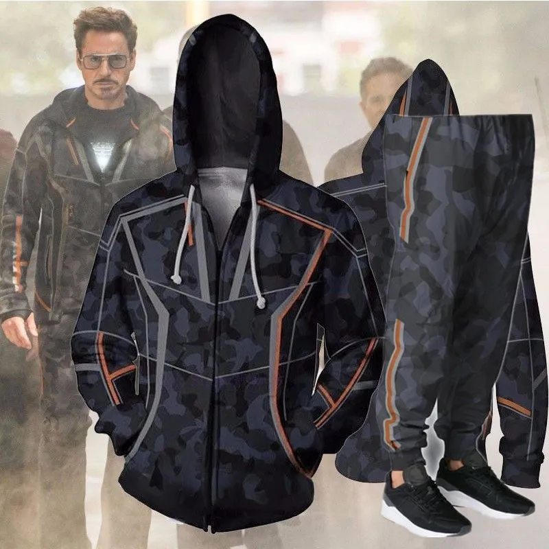 Косплэй Бесконечность войны Железный человек Тони Толстовка STARK костюмы штаны