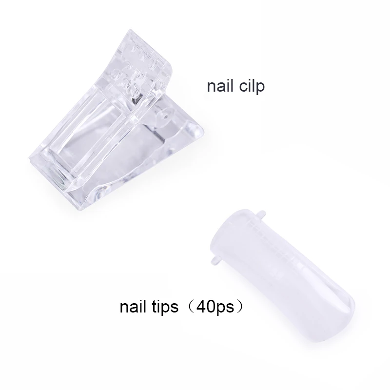 Clip 40 nail tips LILYCUTE, натуральные накладные ногти, многоразовые, быстрое строительство, форма для ногтей, стекловолокно, для дизайна ногтей, УФ-гель, инструмент для маникюра - Цвет: Clip 40 nail tips