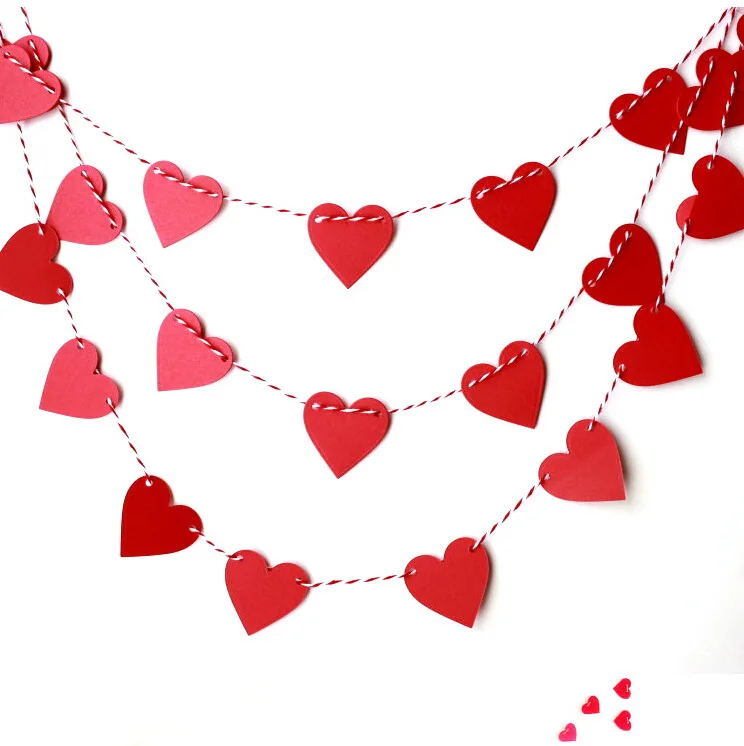 1 м гирлянды сердце 15 баннер с сердцем Висячие баннеры Свадебные розовые бумажные