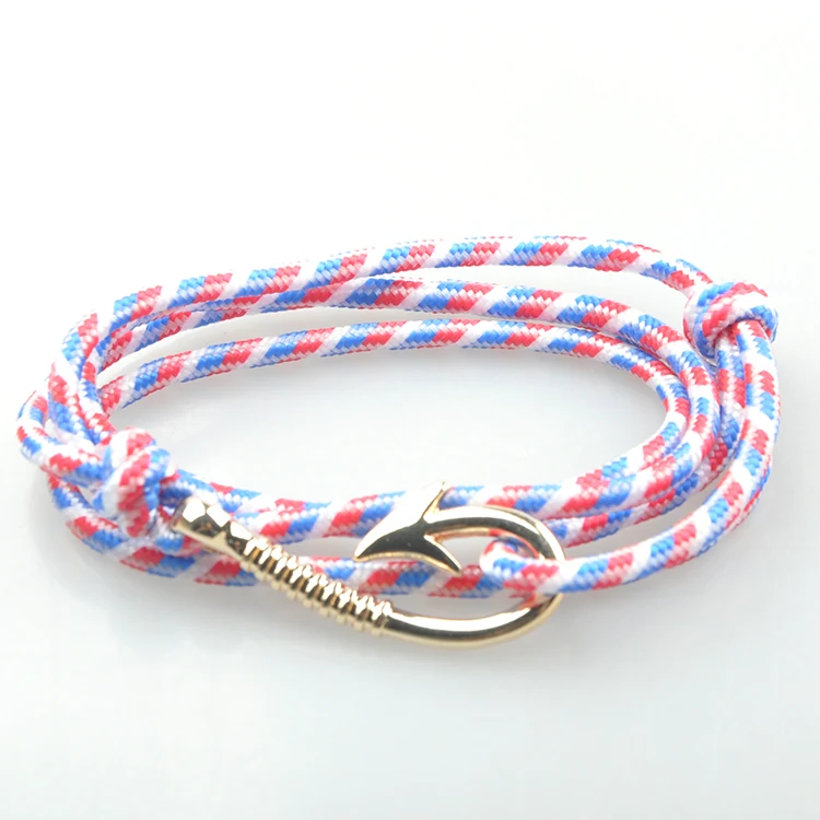 Adjustable New Fashion Anchor Hook Bracelets Men Woman Charm Survival Rope Chain Sport Paracord Lovers Golden GF | Украшения и