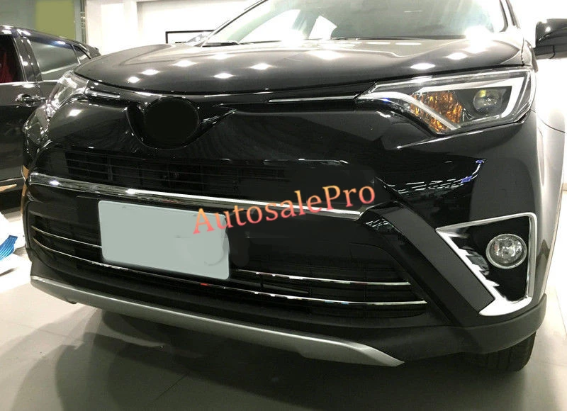 ABS Chrome Front Bumper Lip Grille Grill Upper Cover Trim 1pcs For Toyota Rav4 2016 | Автомобили и мотоциклы