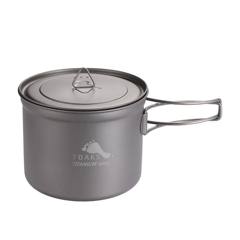 Gray TOAKS титановая кружка с крышкой, складная ручка, Ультралегкая походная посуда для альпинизма, 900 мл, 124 г, 4,4 унций, POT-900-D115 - Цвет: Gray