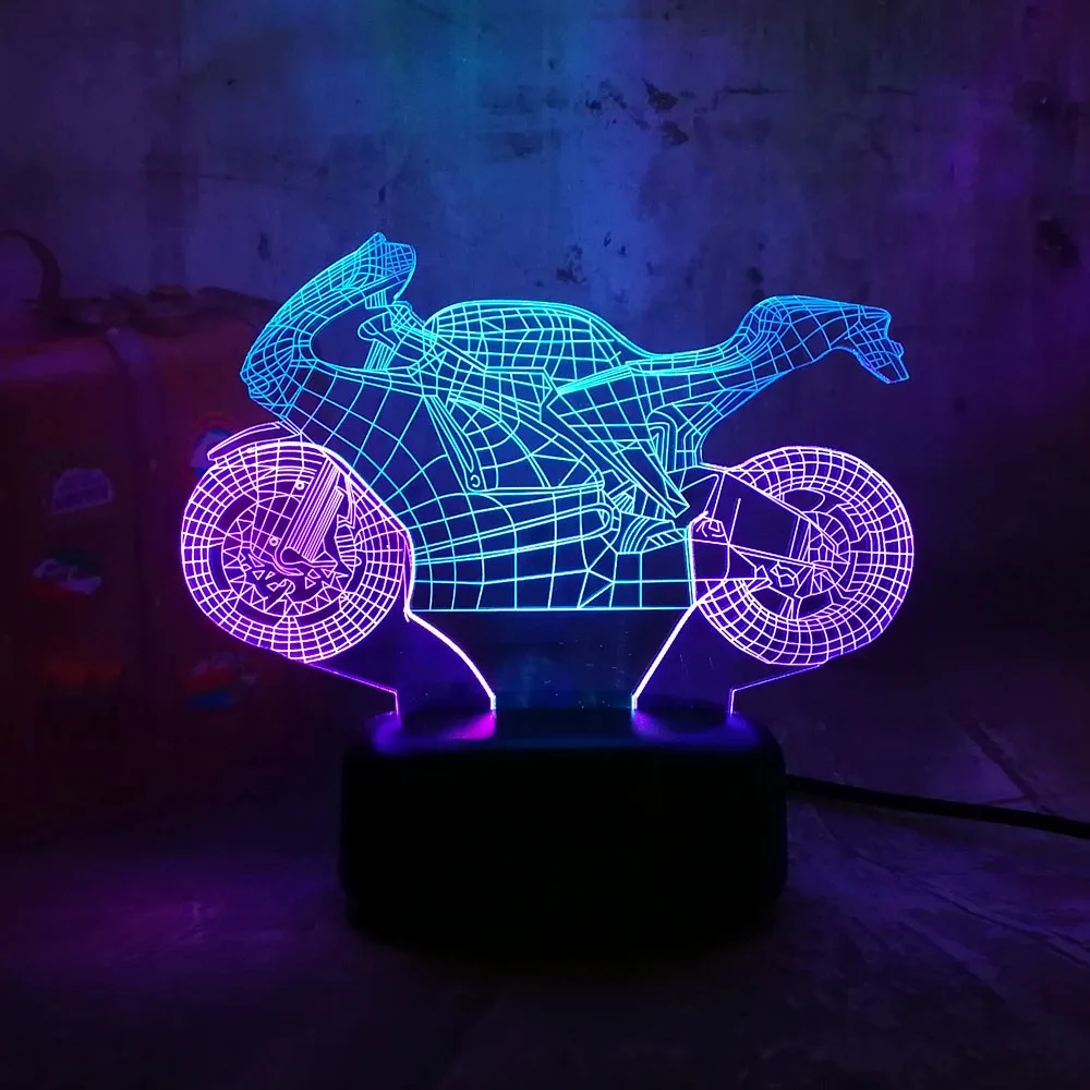 Новый двойной смешанный цветной крутой Мотоцикл 3D светодиодный ночной