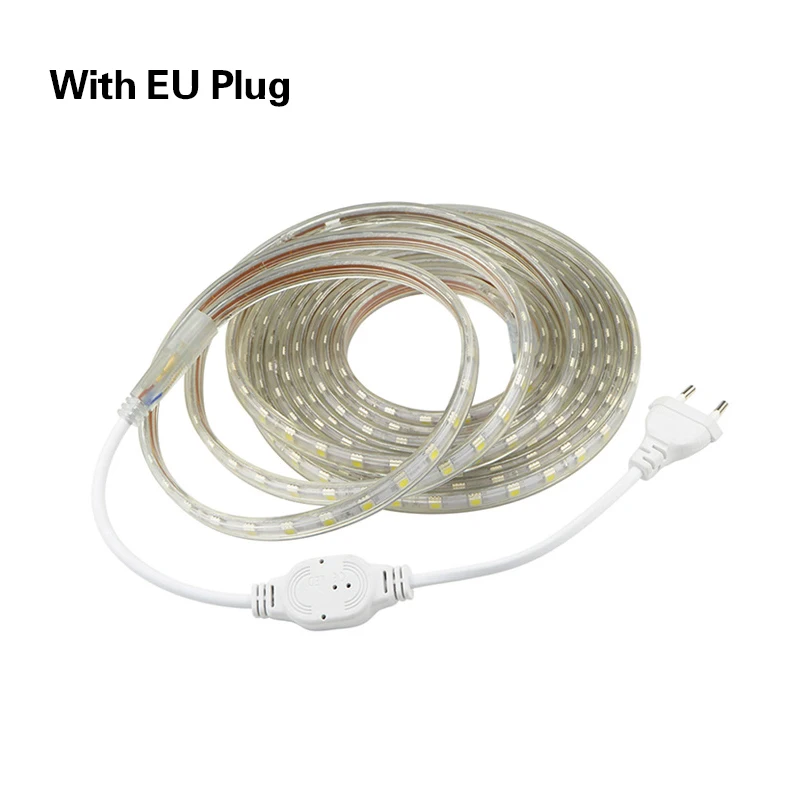 Without Dimmer Гибкая светодиодная лента rgb светильник 220 В Водонепроницаемый 5050 наружный декоративный светильник лента садовый кухонный светильник, штепсельная вилка европейского стандарта, с регулируемой яркостью - Испускаемый цвет: Without Dimmer