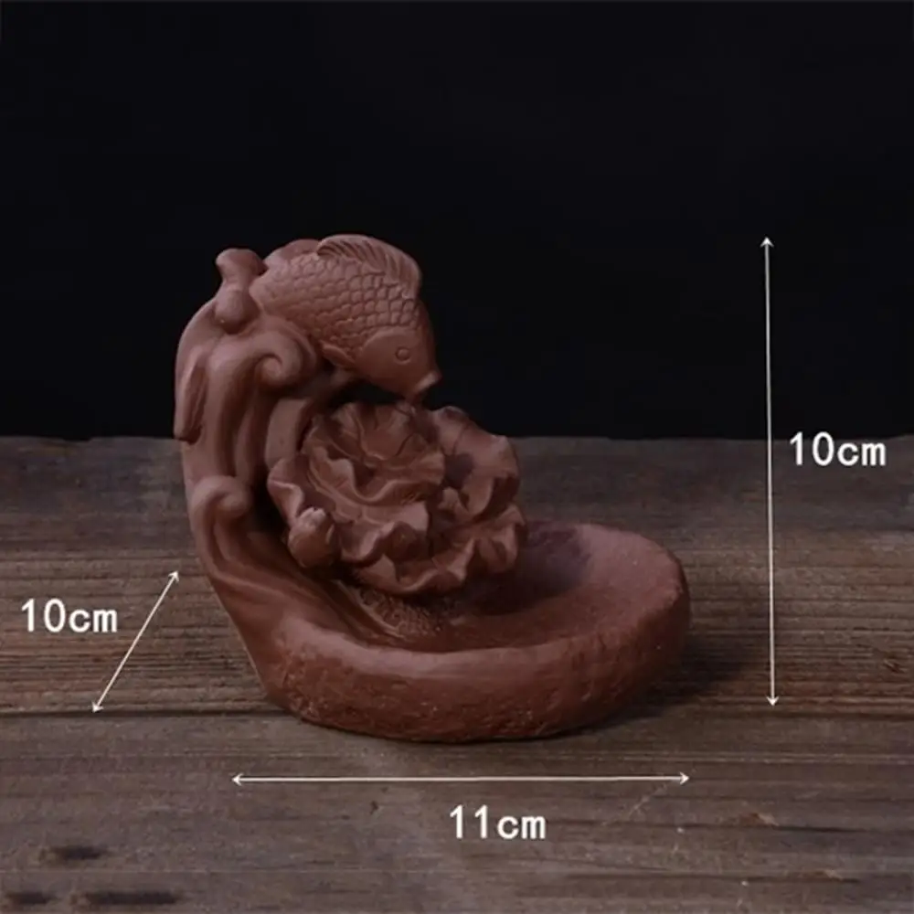 

Backflow Tower Incense Burner Ceramic Fish Lotus Incense Holder Reflux Censer Creative Home Office Decor Aroma Stove Crafts Gift