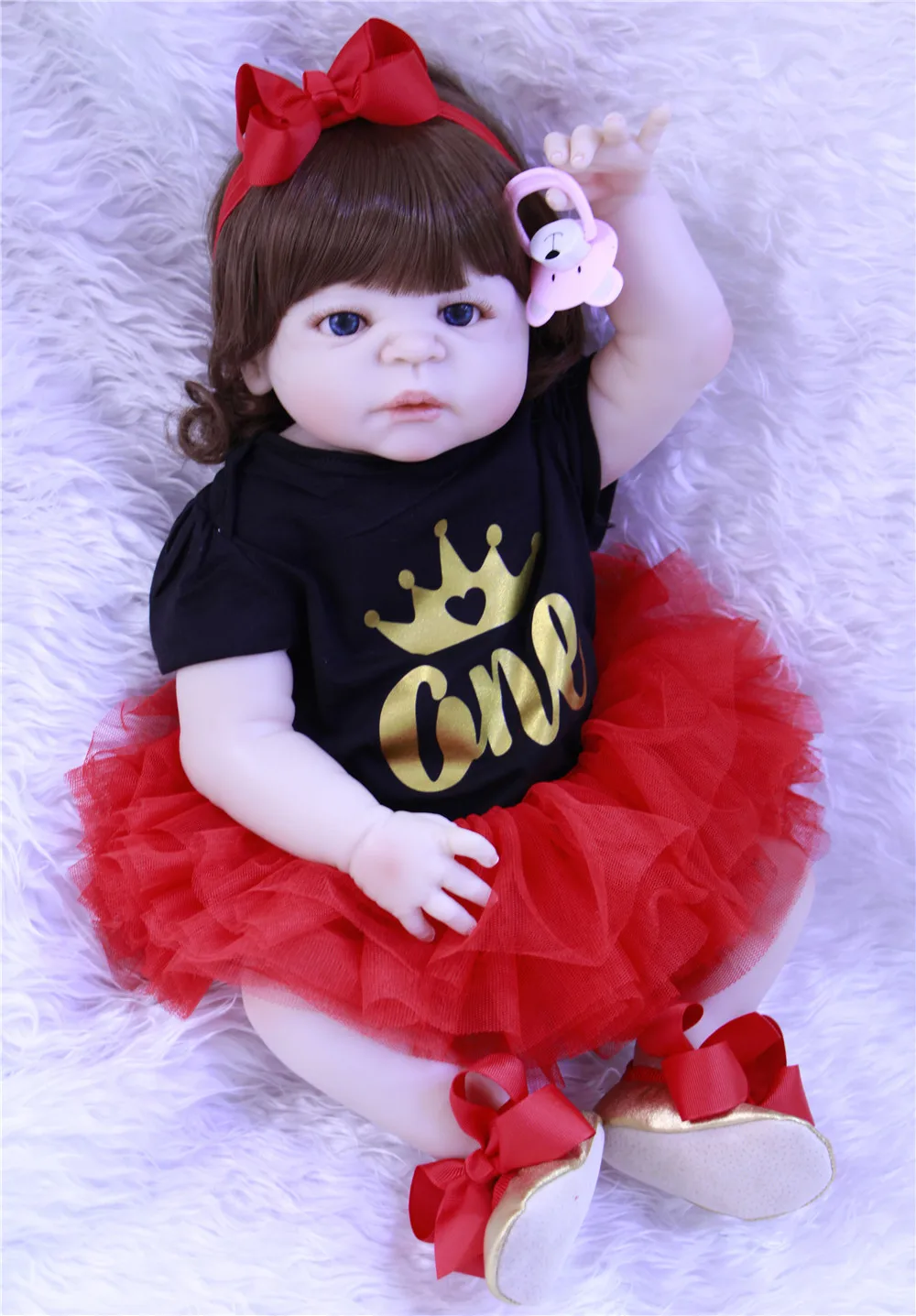 55 см Boncas Alive Bebe Reborn Милая кудрявая девочка Menina в платье принцессы 22 дюймовая