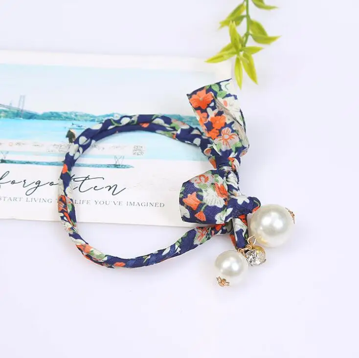 Navy Blue 1 шт., жемчужные ленты для волос с кристаллами, 18 цветов, изящная Высококачественная тканевая повязка на голову, аксессуары для волос, заколки для волос - Цвет: Navy Blue