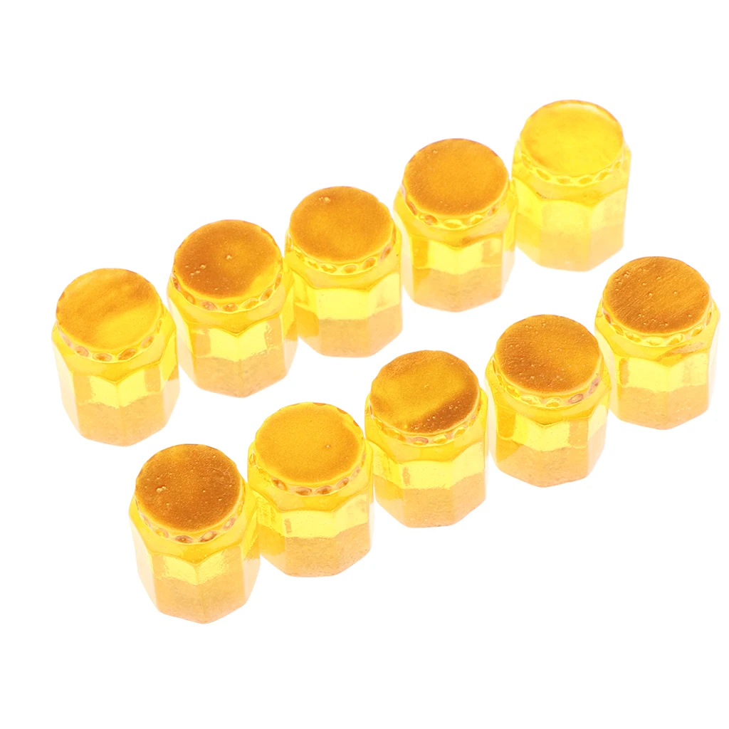 10 Pieces 1/12 Dollhouse Miniature Canned Food Honey Jars Jam Jar Kitchen Decorations Groceries Accessories Yellow / Red |