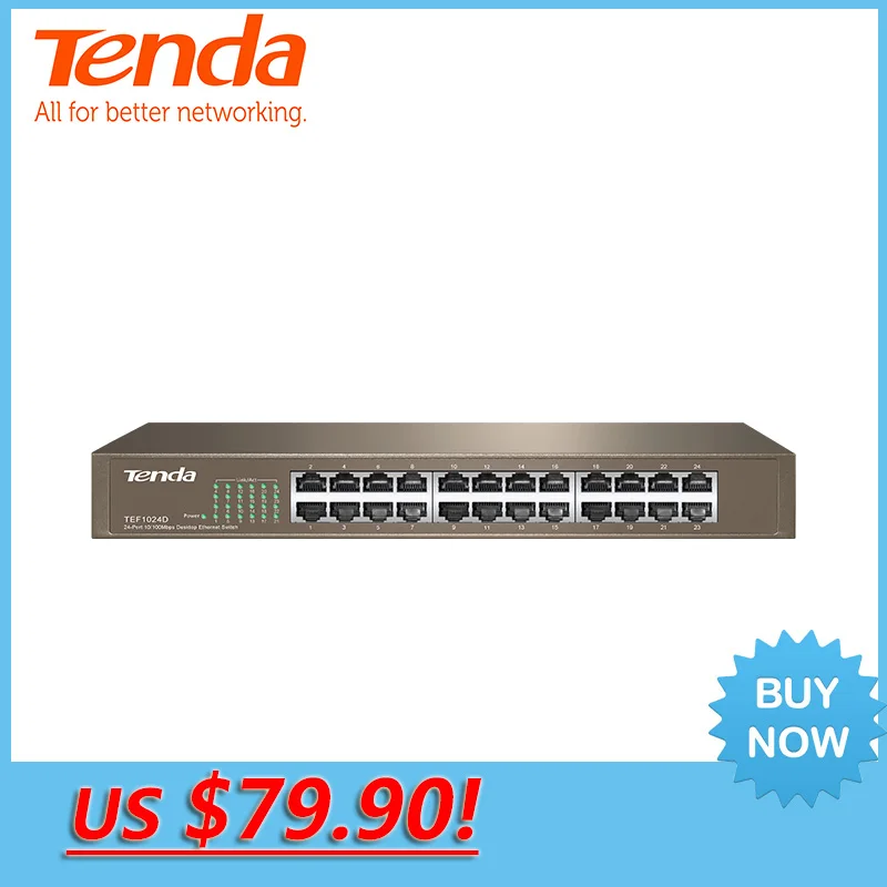 Tenda TEG1024D 24 порта Gigabit Ethernet Switch, 10/100/1000Mpbs Ethernet сетевой коммутатор, Auto MDI/MDIX