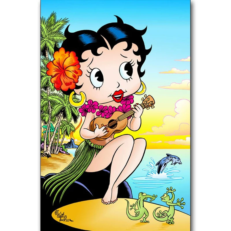 С рисунком в виде бриллиантов betty boop 5D алмазов картина крестом стежка квадратные