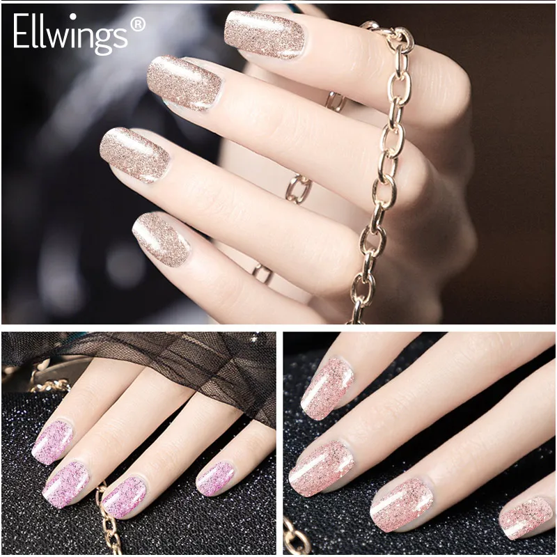 Ellwings Starlight светящийся Гель-лак розовое золото блестящий УФ лак для ногтей с