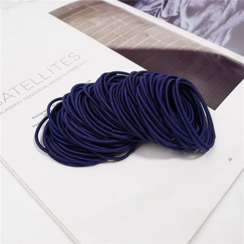 100pcs navy blue Новая мода 100 шт./лот 5 см размер тонкие эластичные резинки корейский стиль базовые женские головные уборы аксессуары для волос резинка для галстука - Цвет: 100pcs navy blue