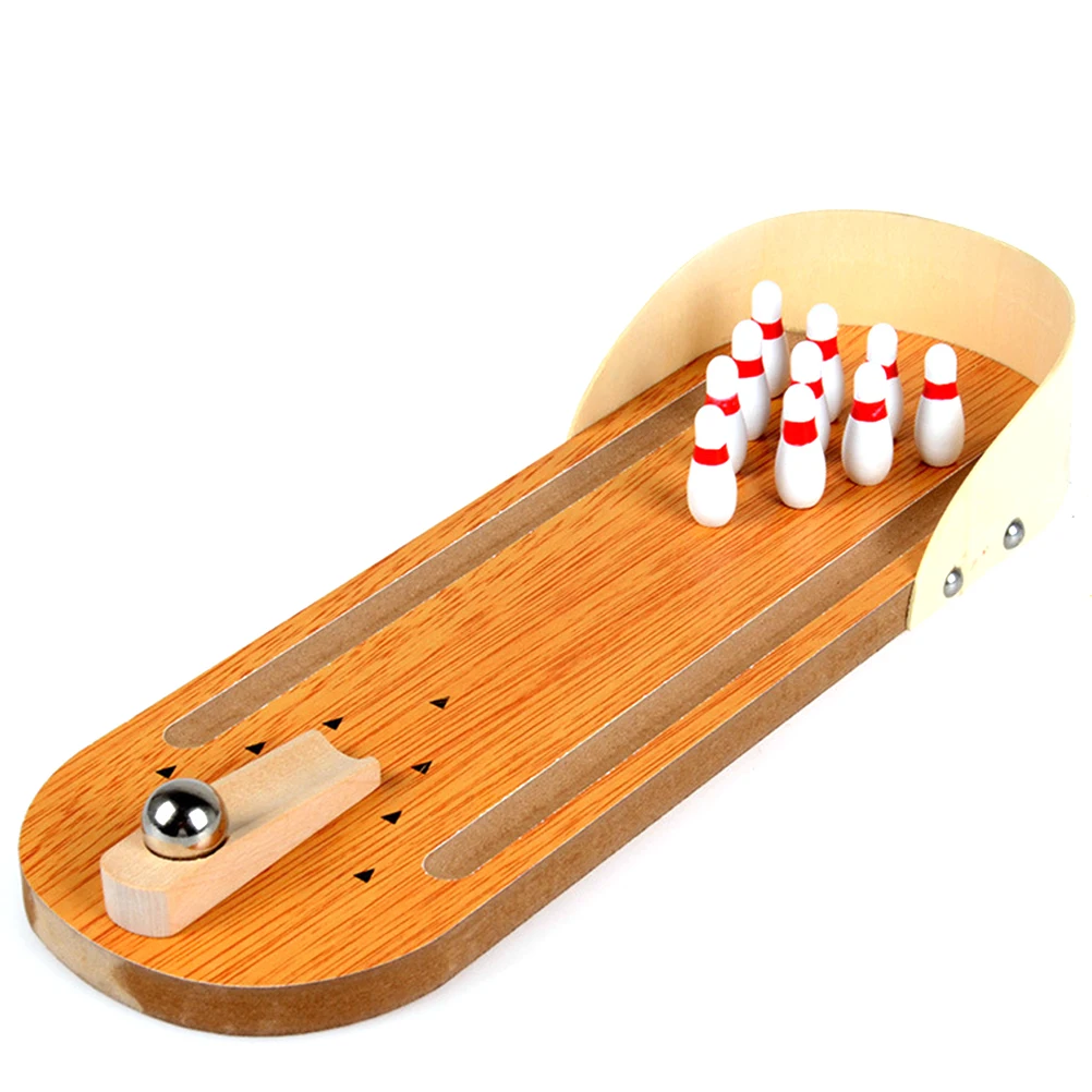 

Mini Bowling Games Wooden Miniature Bowling Ball Set for Kids Adults Party Fun