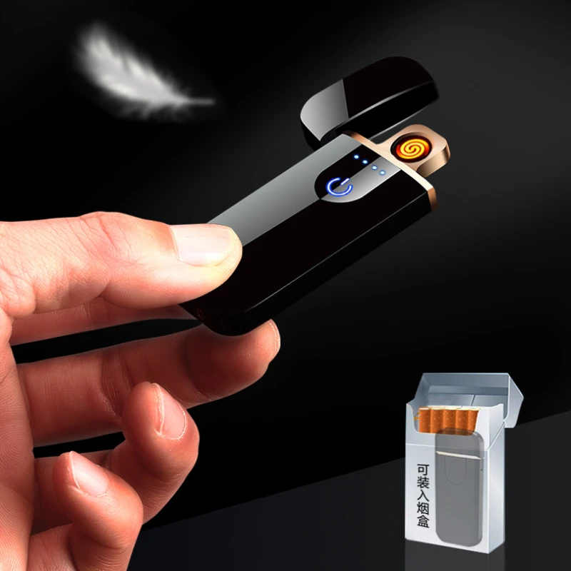 Ультратонкая USB Зажигалка для сигарет перезаряжаемая ветрозащитная