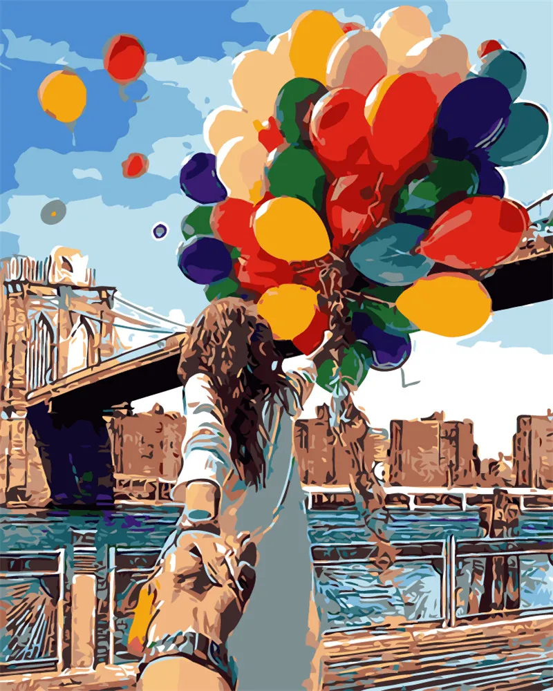 HQ ручная работа love flying balloon картина по номерам раскраска Painitng Рисование картинки