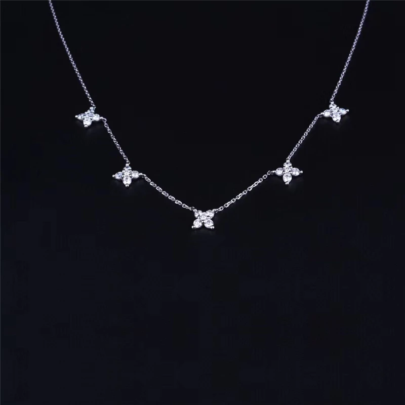 Comprare Aazuo Choker Reale 18 K Oro Bianco Reale Diamanti IJ SI Fata Fiore Collana Dotato Per Le Donne Di Fidanzamento Di Cerimonia Nuziale Della Catena Au750
