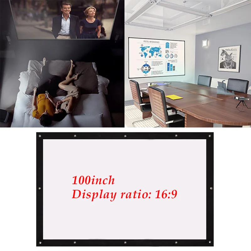 Портативный HD проектор экран 100/120 дюймов 16:9 сложенный Белый Передний проекционный экран открытый домашний кинотеатр толстый прочный