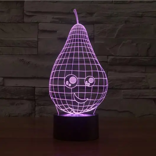 3D ночник груша USB Led Настольная лампа Милая улыбающееся лицо детское спальное