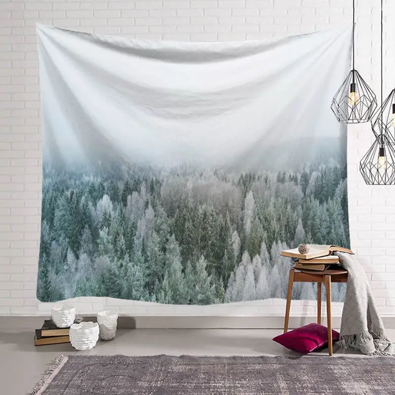 Misty Forest Wall Tapestry Home Decorations Mandala bohemian Decorative Hippie tapestry Natural Scenery Living Room Decor | Дом и сад
