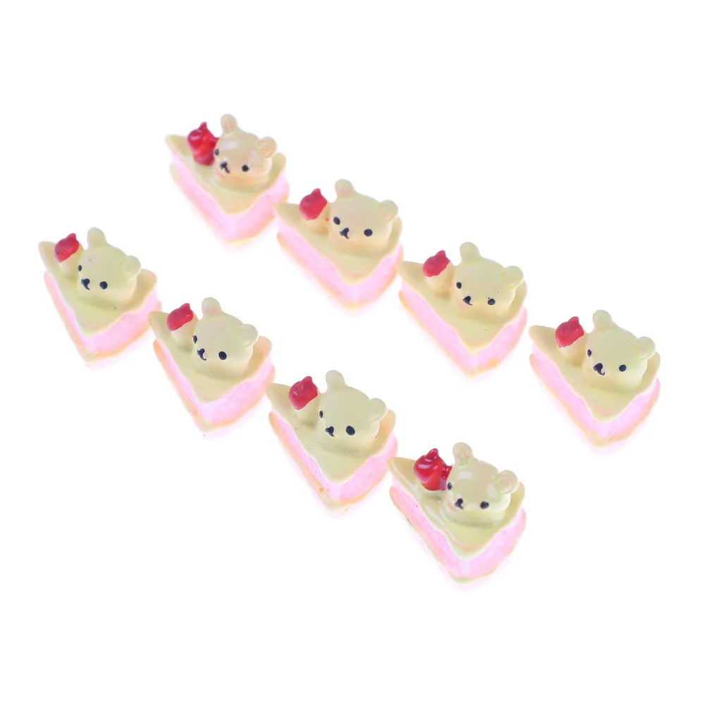 

5PCS Artificial Kawaii Craft Play Toy DIY Miniature Flat Back Fake Resin Food Bear Cake Doll House Decorative Random