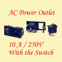 1pcslot ac power outlet yt581 10 a 250v electrical socket outlet cable socket black with the switch dual function design