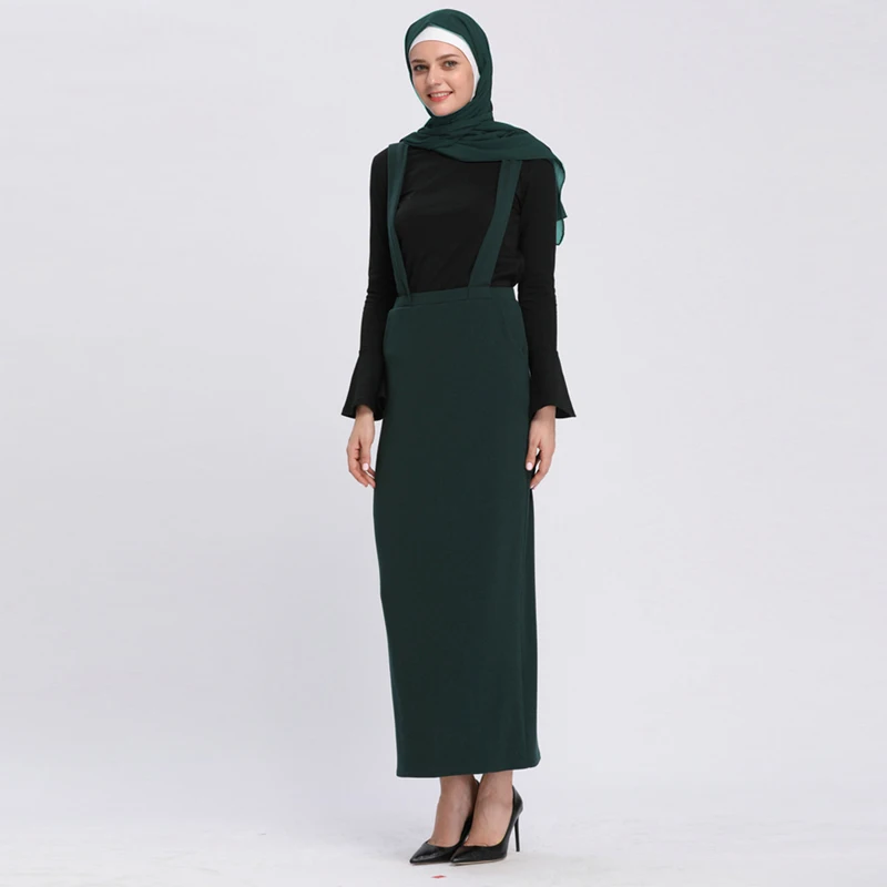 Vestidos abaya Дубай Ислам Арабский длинный мусульманский хиджаб юбка на подтяжках платье на подтяжках Абая для женщин турецкая исламская одежда