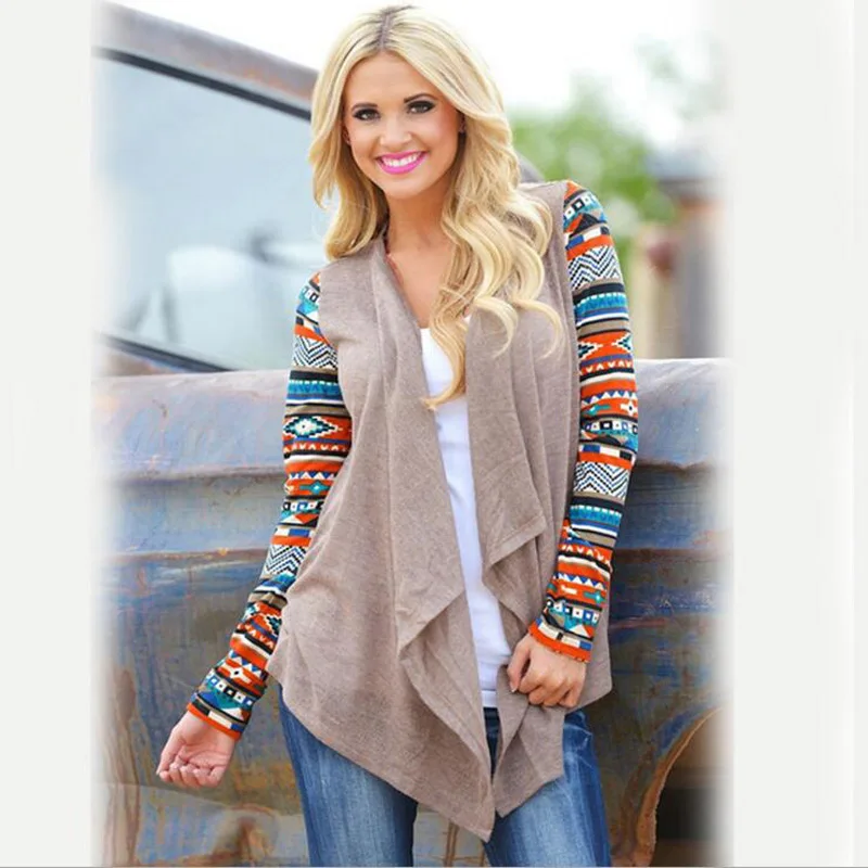 Cosyee женский хлопковый топ модный кардиган качественные ацтекские полоски принт