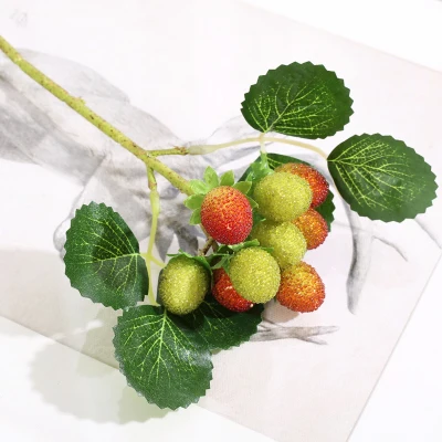 Green waxberry yumai Красная Ветка Клубники Искусственные Фрукты Красная Залив Фруктовая Ветвь Дерева Главная Настольная вечеринка Сад Фестиваль Декор - Цвет: Green waxberry