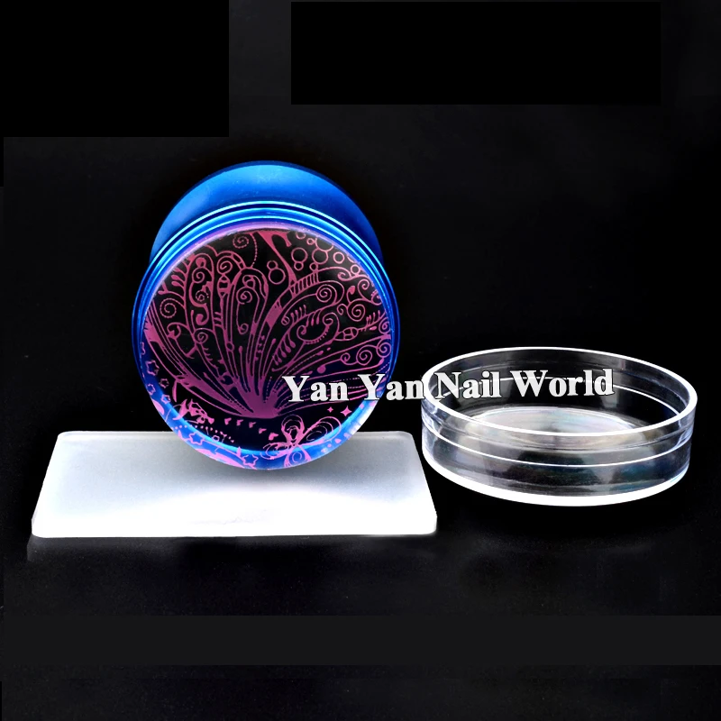 Новый металлический синий стемпер для дизайна ногтей скребок с шапкой XL 4 см