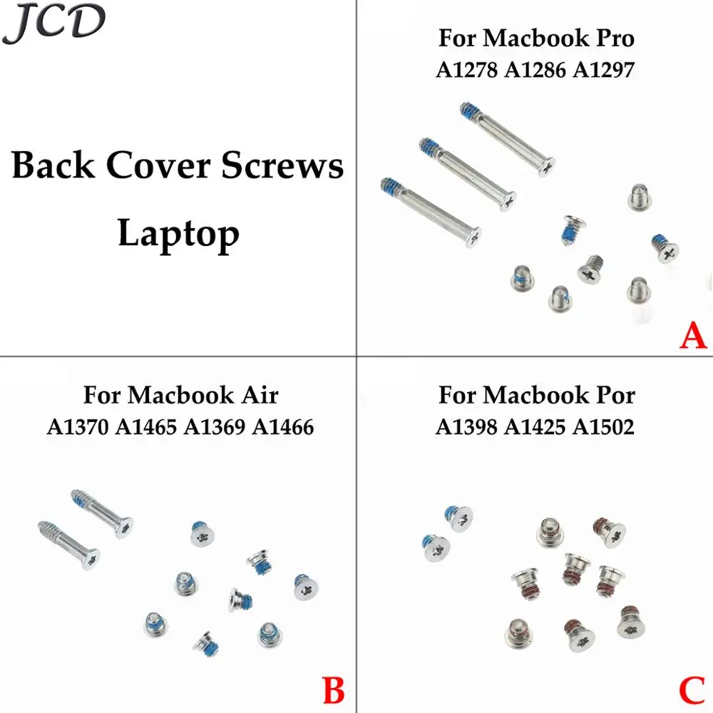 

JCD For MacBook Pro A1502 A1425 A1398 A1278 A1286 A1297 For MacBook Air A1370 A1465 A1369 A1466 Bottom Back Case Cover Screws