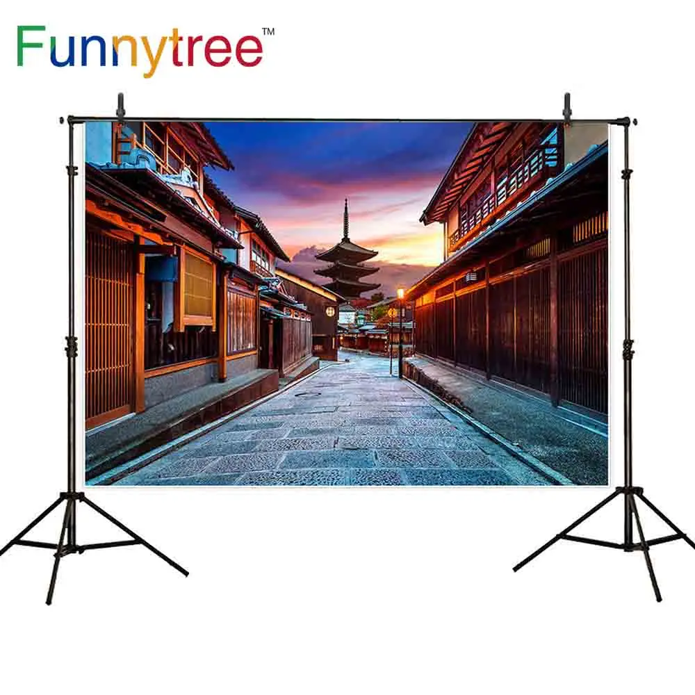 Фоны Funnytree для фотосъемки Киотская японская архитектура старинный закат