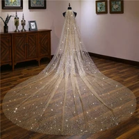 sparkling bling bling sequins cathedral train bridal veil long 3 5m long 5m long brides head veil middle east fashion sparkling