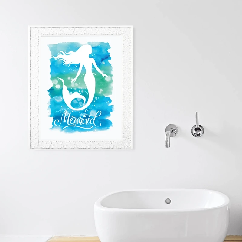 Акварельная Русалка настенная Художественная печать и плакат ручная роспись