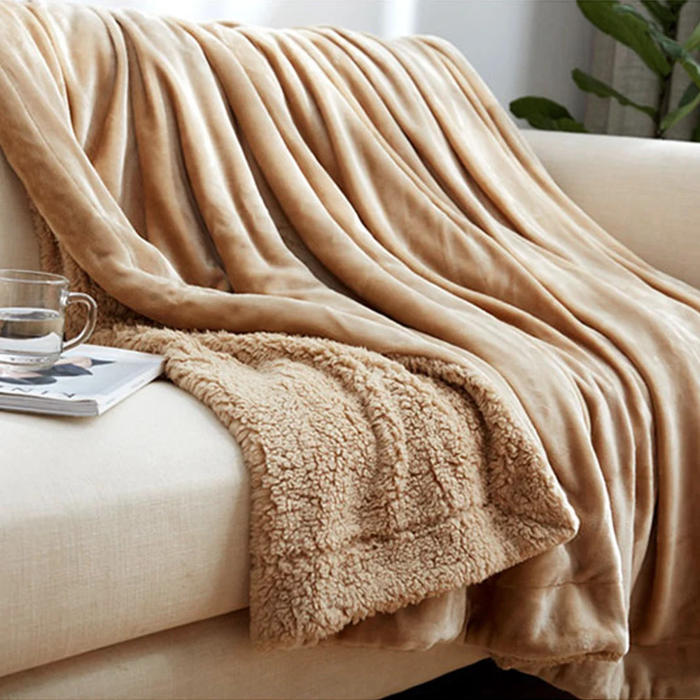 

Beddowell Fashion Sherpa Blanket Warm Thick Throw Coverlet Reversible Cashmere Like Fuzzy Microfiber Quilt Bed Couch Cover