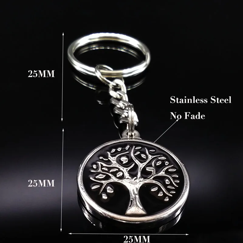 2021 новые модные Древо жизни серебро Цвет из нержавеющей стали брелок для мужчин