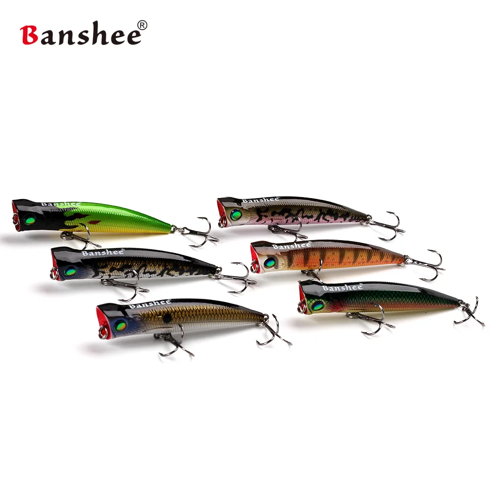 Banshee 6pcs/lot 80mm 8g VP02 Fishing Lure Rattle Sound Wobbler Artificial Hard Bait 6 Colors Freshwater Bass Popper | Спорт и