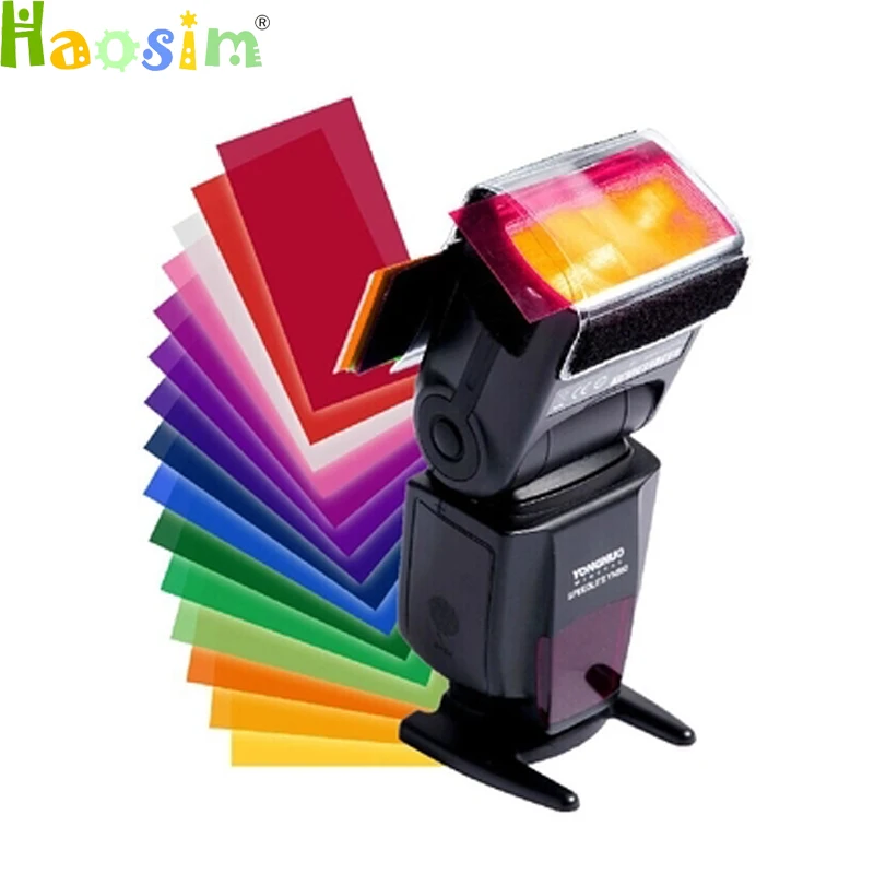 10sets/lot 12colors/set color card for Strobist Flash Gel Filter Color Balance with rubber band diffuser Lighting | Электроника