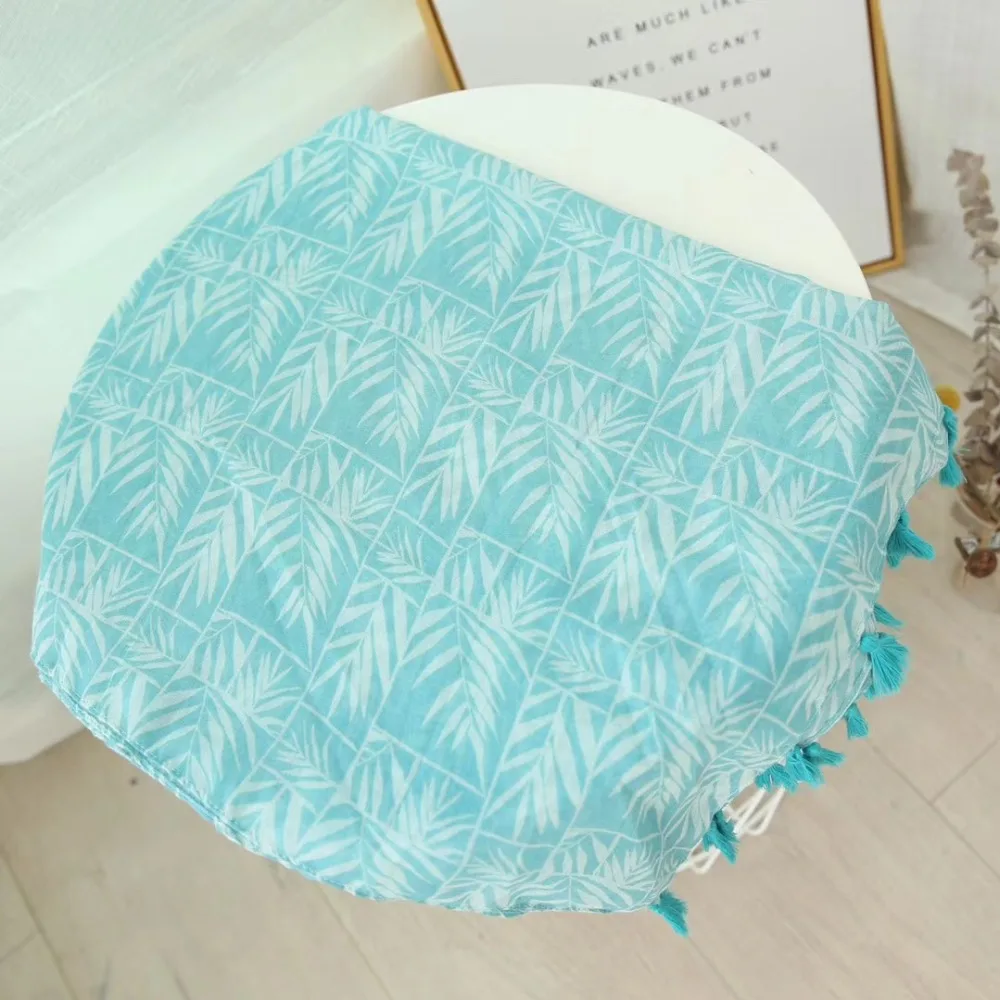 Бесплатная доставка один шт. красивый голубой хлопковый хиджаб с кисточками