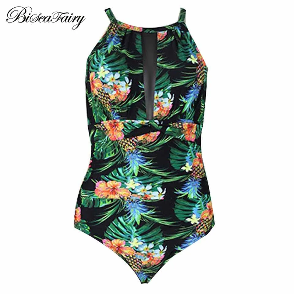 Женский купальник с принтом BISEAFAIRY сексуальный цельный лямкой на шее монокини